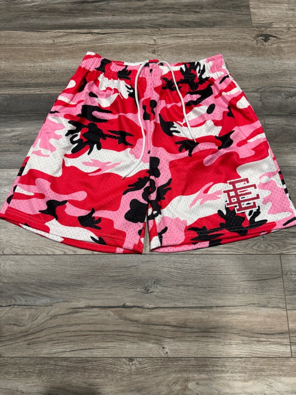 Eric Emanuel Pink & Red Camo Athletic Shorts